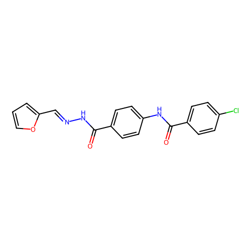 Benzoic acid, p-(p-chlorobenzamido)-, 2-furfurylidenehydrazide structure
