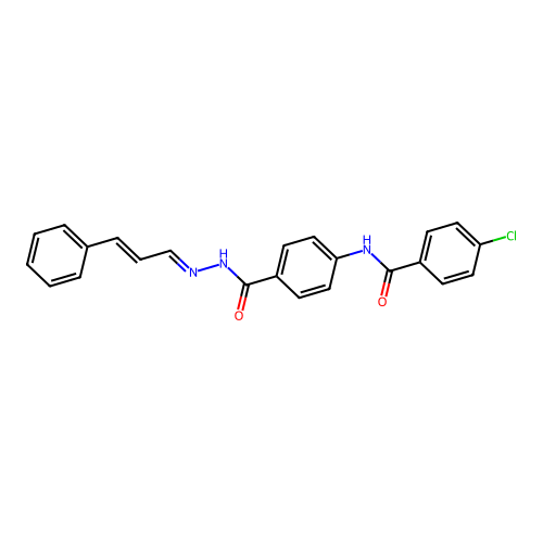 Benzoic acid, p-(p-chlorobenzamido)-, 2-cinnamylidenehydrazide structure