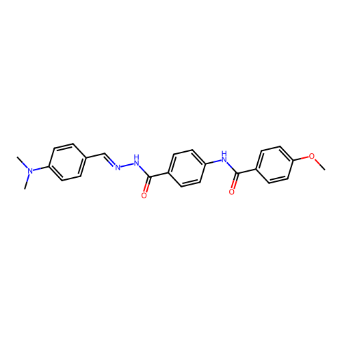 Benzoic acid, p-(p-methoxybenzamido)-, 2-(p-(dimethylamino)benzylidene)hydrazide structure