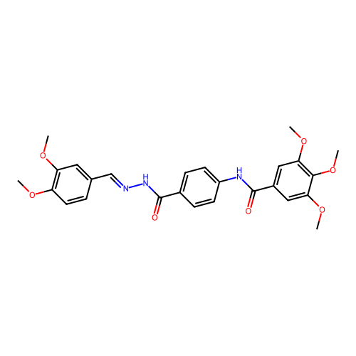 Benzoic acid, p-(3,4,5-trimethoxybenzamido)-, 2-veratrylidenehydrazide structure