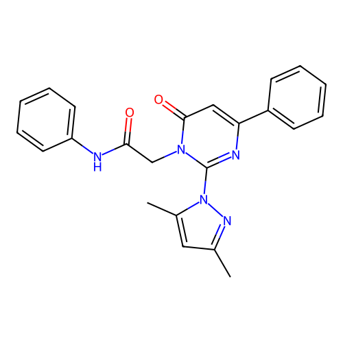 2-[2-(3,5-dimethylpyrazol-1-yl)-6-oxo-4-phenylpyrimidin-1-yl]-N-phenylacetamide structure