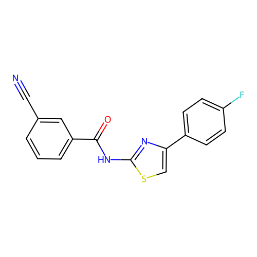 3-cyano-N-[4-(4-fluorophenyl)-1,3-thiazol-2-yl]benzamide structure