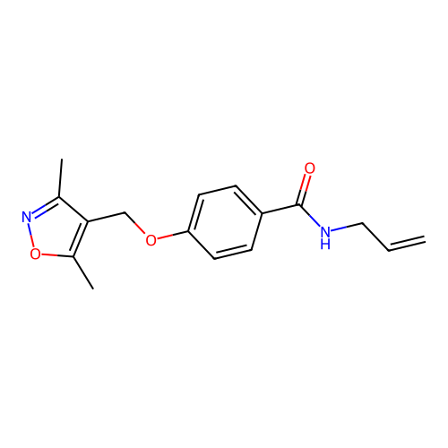4-[(3,5-dimethyl-1,2-oxazol-4-yl)methoxy]-N-prop-2-enylbenzamide structure