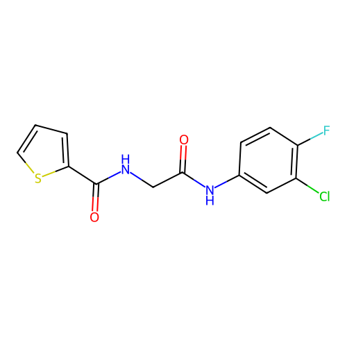 N-[2-(3-chloro-4-fluoroanilino)-2-oxoethyl]thiophene-2-carboxamide structure