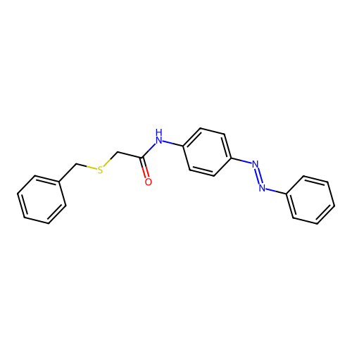 (E)-2-(benzylthio)-N-(4-(phenyldiazenyl)phenyl)acetamide structure
