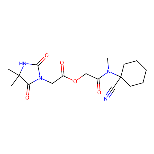 [(1-cyanocyclohexyl)(methyl)carbamoyl]methyl 2-(4,4-dimethyl-2,5-dioxoimidazolidin-1-yl)acetate structure