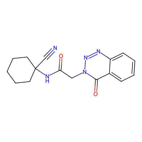 N-(1-cyanocyclohexyl)-2-(4-oxo-3,4-dihydro-1,2,3-benzotriazin-3-yl)acetamide structure