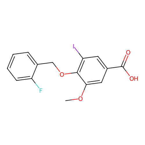 4-[(2-Fluorophenyl)methoxy]-3-iodo-5-methoxybenzoic acid structure