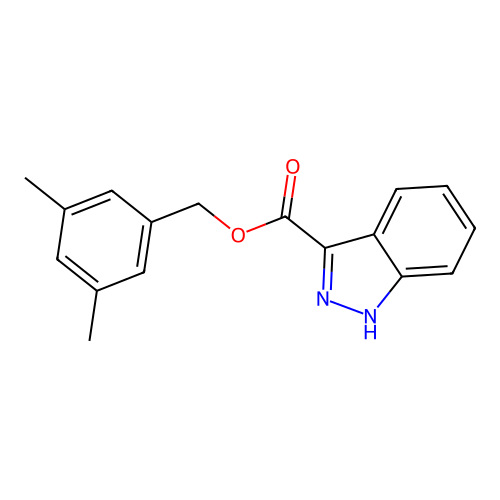 (3,5-dimethylphenyl)methyl 1H-indazole-3-carboxylate structure
