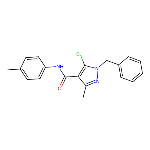 1-benzyl-5-chloro-3-methyl-N-(4-methylphenyl)pyrazole-4-carboxamide structure