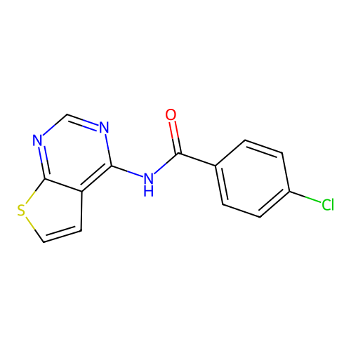 4-chloro-N-(thieno[2,3-d]pyrimidin-4-yl)benzamide structure