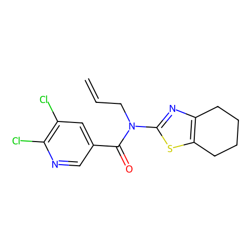5,6-dichloro-N-prop-2-enyl-N-(4,5,6,7-tetrahydro-1,3-benzothiazol-2-yl)pyridine-3-carboxamide structure