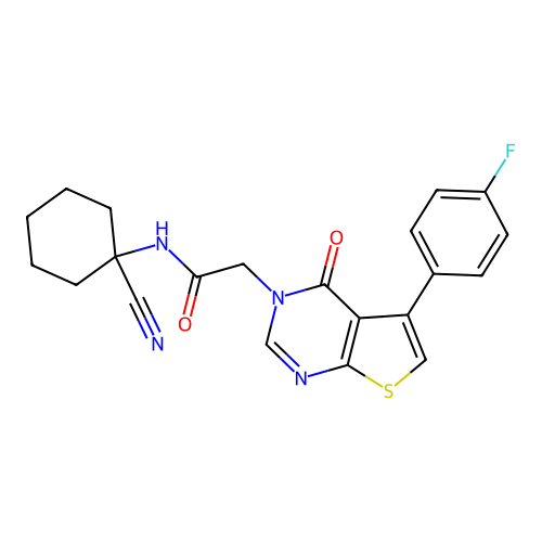 N-(1-cyanocyclohexyl)-2-[5-(4-fluorophenyl)-4-oxothieno[2,3-d]pyrimidin-3-yl]acetamide structure