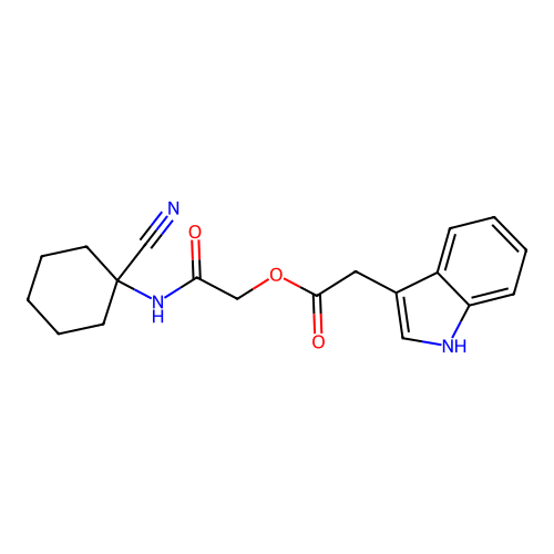 [(1-cyanocyclohexyl)carbamoyl]methyl 2-(1H-indol-3-yl)acetate structure