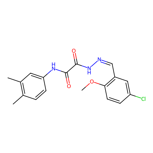 N'-[(Z)-(5-chloro-2-methoxyphenyl)methylideneamino]-N-(3,4-dimethylphenyl)oxamide structure
