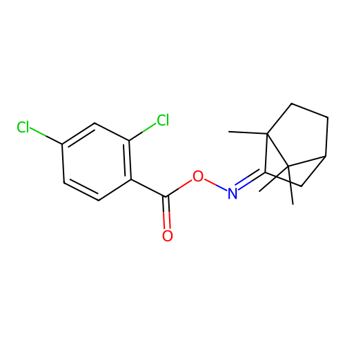 1,7,7-trimethylbicyclo[2.2.1]heptan-2-one O-(2,4-dichlorobenzoyl)oxime structure