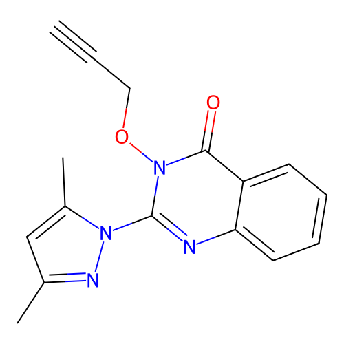 2-(3,5-dimethyl-1H-pyrazol-1-yl)-3-(prop-2-yn-1-yloxy)quinazolin-4(3H)-one structure