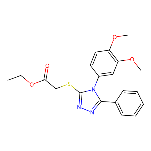 Ethyl 2-[[4-(3,4-dimethoxyphenyl)-5-phenyl-1,2,4-triazol-3-yl]sulfanyl]acetate structure