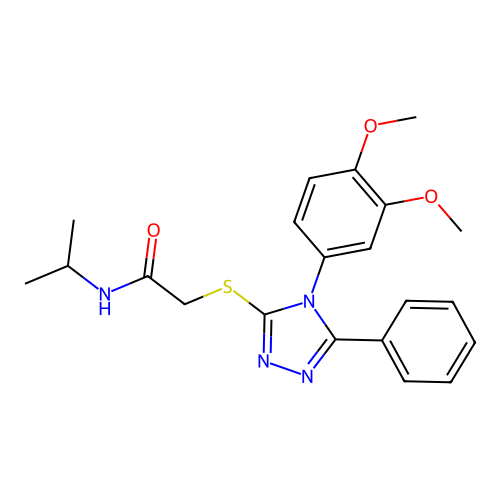 2-[[4-(3,4-dimethoxyphenyl)-5-phenyl-1,2,4-triazol-3-yl]sulfanyl]-N-propan-2-ylacetamide structure
