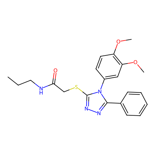 2-[[4-(3,4-dimethoxyphenyl)-5-phenyl-1,2,4-triazol-3-yl]sulfanyl]-N-propylacetamide structure