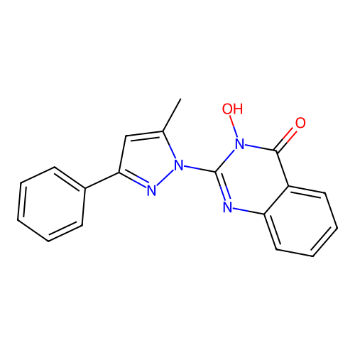 3-hydroxy-2-(5-methyl-3-phenyl-1H-pyrazol-1-yl)quinazolin-4(3H)-one structure