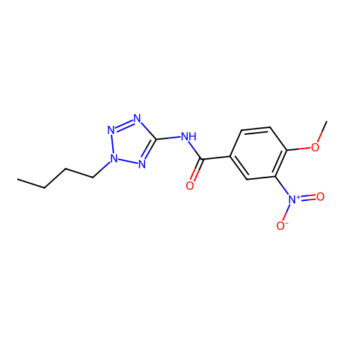 N-(2-butyl-2H-tetrazol-5-yl)-4-methoxy-3-nitrobenzamide structure