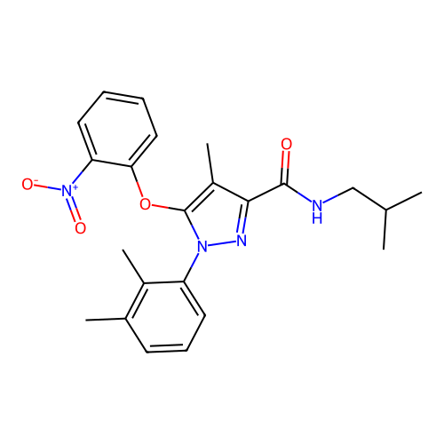 1-(2,3-Dimethylphenyl)-4-methyl-N-(2-methylpropyl)-5-(2-nitrophenoxy)-1H-pyrazole-3-carboxamide structure
