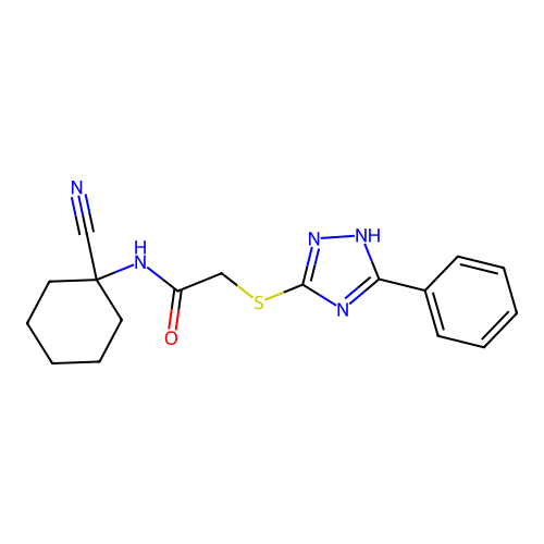 N-(1-cyanocyclohexyl)-2-[(3-phenyl-1H-1,2,4-triazol-5-yl)sulfanyl]acetamide structure