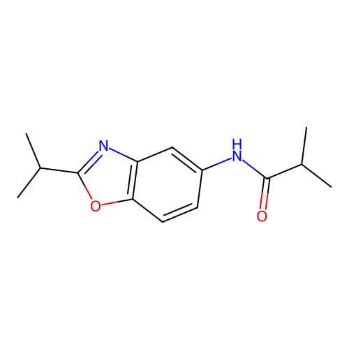 2-methyl-N-(2-propan-2-yl-1,3-benzoxazol-5-yl)propanamide structure