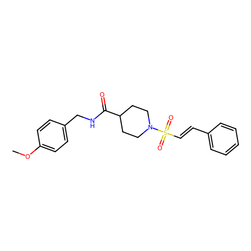 N-[(4-methoxyphenyl)methyl]-1-(2-phenylethenesulfonyl)piperidine-4-carboxamide structure