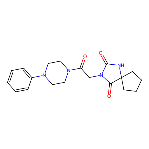 3-(2-Oxo-2-(4-phenylpiperazin-1-yl)ethyl)-1,3-diazaspiro[4.4]nonane-2,4-dione structure