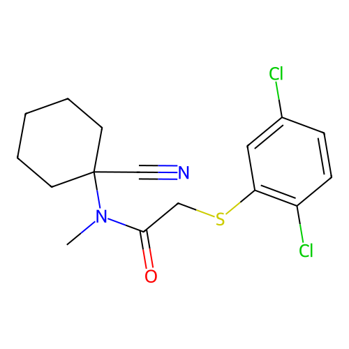 N-(1-cyanocyclohexyl)-2-[(2,5-dichlorophenyl)sulfanyl]-N-methylacetamide structure