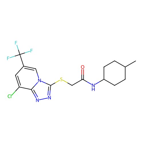 2-[[8-chloro-6-(trifluoromethyl)-[1,2,4]triazolo[4,3-a]pyridin-3-yl]sulfanyl]-N-(4-methylcyclohexyl)acetamide structure