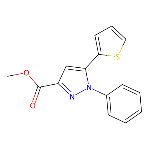 Methyl 1-phenyl-5-(2-thienyl)-1H-pyrazole-3-carboxylate structure