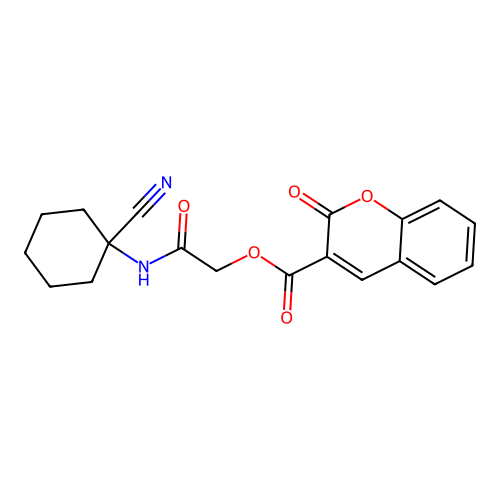 [(1-cyanocyclohexyl)carbamoyl]methyl 2-oxo-2H-chromene-3-carboxylate structure