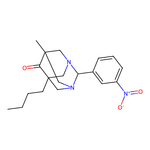 5-Butyl-7-methyl-2-(3-nitrophenyl)-1,3-diazatricyclo[3.3.1.1~3,7~]decan-6-one structure