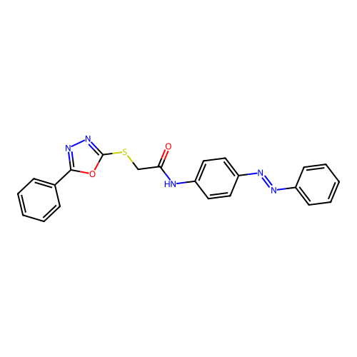 Acetamide, N-[4-[(1E)-2-phenyldiazenyl]phenyl]-2-[(5-phenyl-1,3,4-oxadiazol-2-yl)thio]- structure