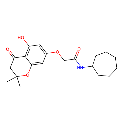N-cycloheptyl-2-[(5-hydroxy-2,2-dimethyl-4-oxo-3H-chromen-7-yl)oxy]acetamide structure