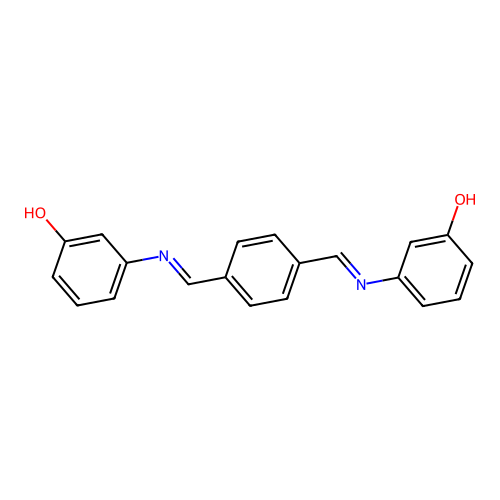 3-{[(E)-(4-{(E)-[(3-hydroxyphenyl)imino]methyl}phenyl)methylidene]amino}phenol structure