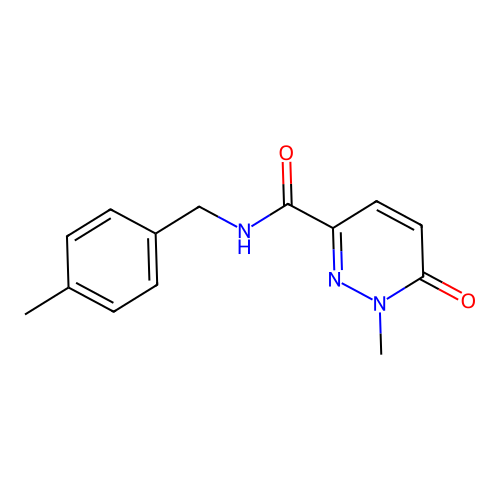 1-methyl-N-[(4-methylphenyl)methyl]-6-oxopyridazine-3-carboxamide structure