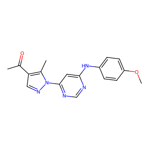 1-[1-[6-(4-methoxyanilino)pyrimidin-4-yl]-5-methylpyrazol-4-yl]ethanone structure