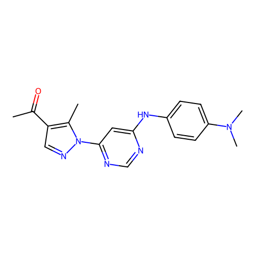 1-[1-(6-{[4-(dimethylamino)phenyl]amino}pyrimidin-4-yl)-5-methyl-1H-pyrazol-4-yl]ethanone structure