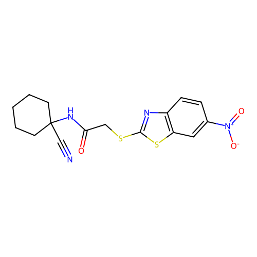 N-(1-cyanocyclohexyl)-2-[(6-nitro-1,3-benzothiazol-2-yl)sulfanyl]acetamide structure