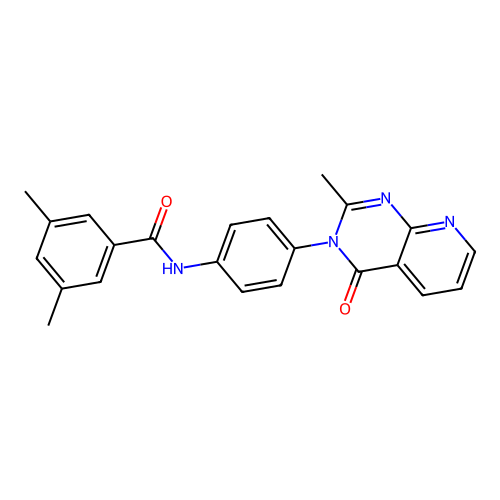 3,5-dimethyl-N-[4-(2-methyl-4-oxopyrido[2,3-d]pyrimidin-3-yl)phenyl]benzamide structure