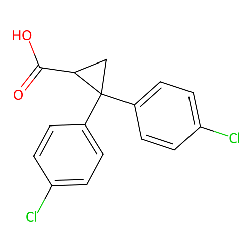 2,2-Bis(4-chlorophenyl)cyclopropanecarboxylic acid structure