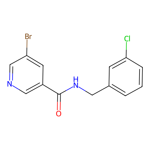 5-bromo-N-[(3-chlorophenyl)methyl]pyridine-3-carboxamide structure