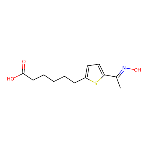 6-[5-(N-hydroxy-C-methylcarbonimidoyl)thiophen-2-yl]hexanoic acid structure