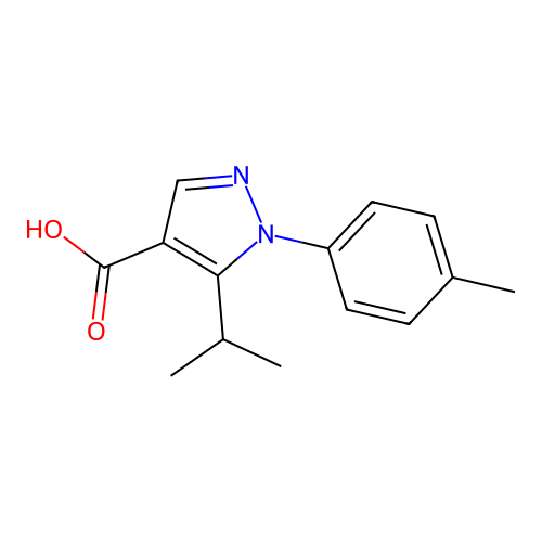 1-(4-methylphenyl)-5-(propan-2-yl)-1H-pyrazole-4-carboxylic acid structure