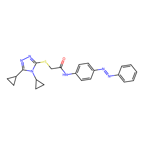 Acetamide, 2-[(4,5-dicyclopropyl-4H-1,2,4-triazol-3-yl)thio]-N-[4-[(1E)-2-phenyldiazenyl]phenyl]- structure
