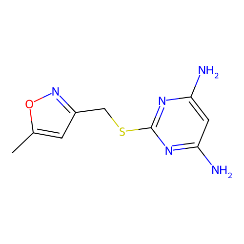 2-(((5-Methylisoxazol-3-yl)methyl)thio)pyrimidine-4,6-diamine structure